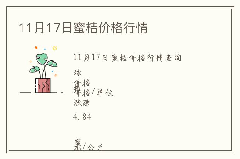 11月17日蜜桔價(jià)格行情