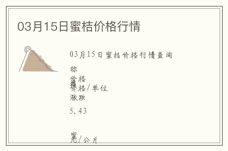 03月15日蜜桔價(jià)格行情