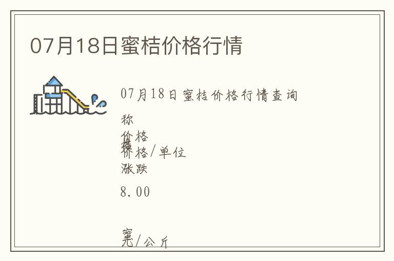 07月18日蜜桔價格行情
