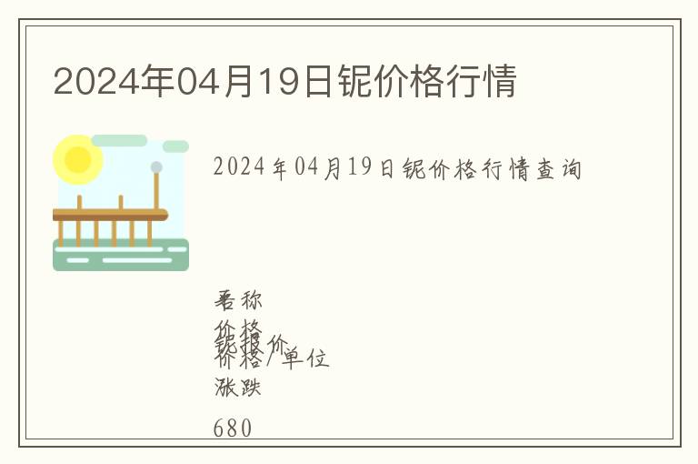 2024年04月19日鈮價格行情