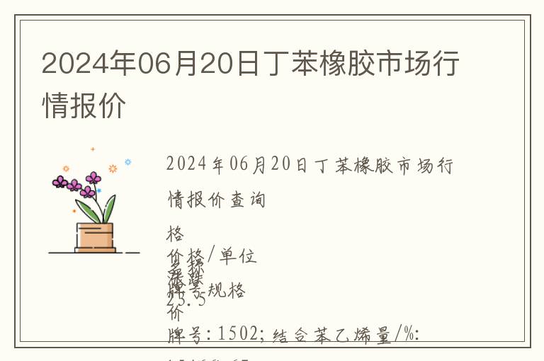 2024年06月20日丁苯橡膠市場行情報價