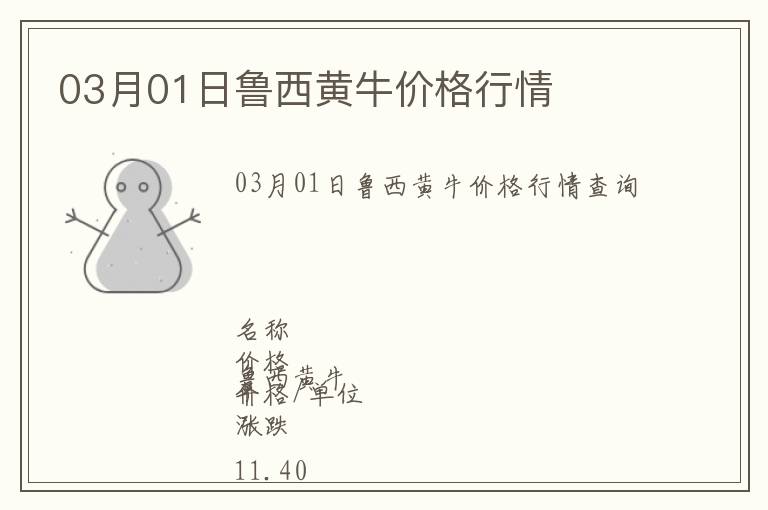 03月01日魯西黃牛價格行情