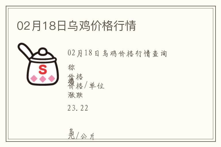 02月18日烏雞價格行情