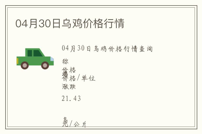 04月30日烏雞價格行情