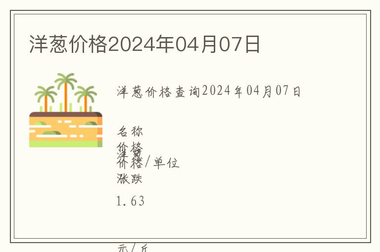 洋蔥價(jià)格2024年04月07日