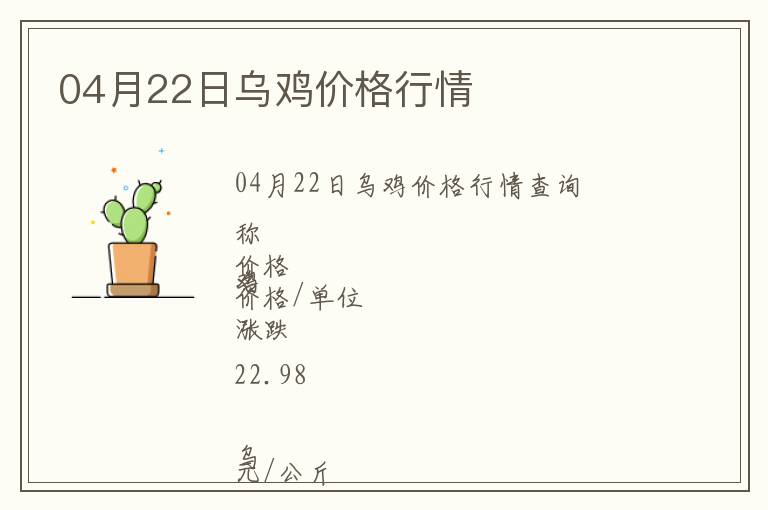 04月22日烏雞價格行情
