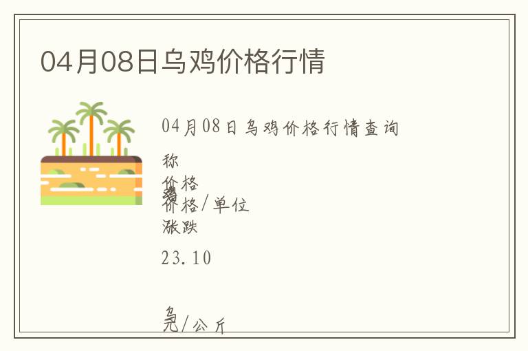 04月08日烏雞價格行情