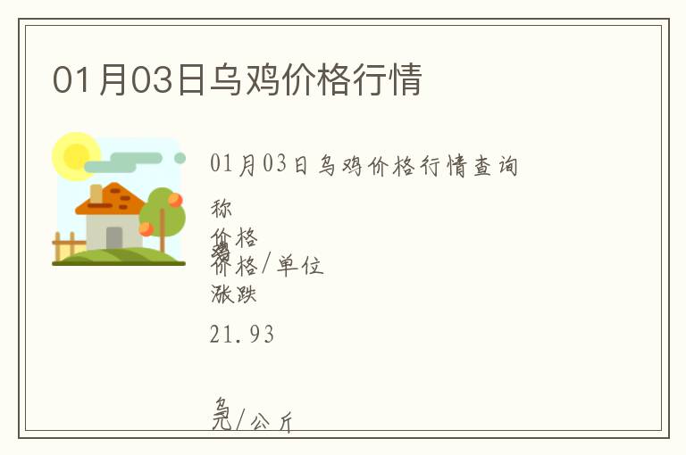 01月03日烏雞價(jià)格行情