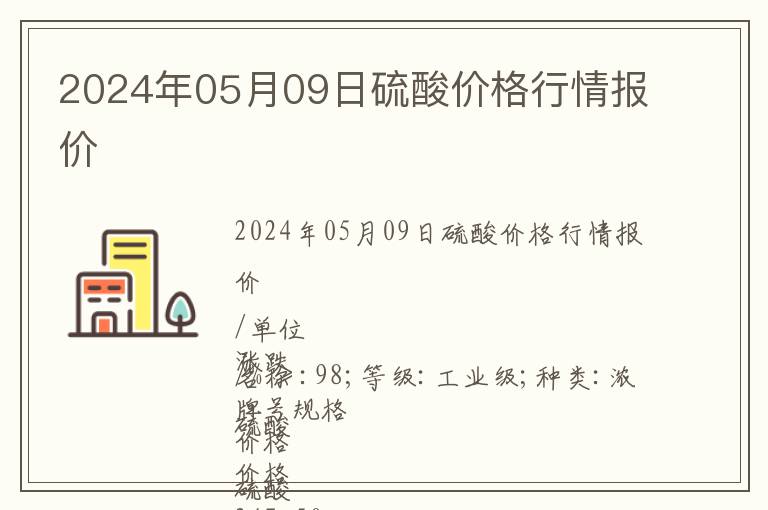 2024年05月09日硫酸價格行情報價