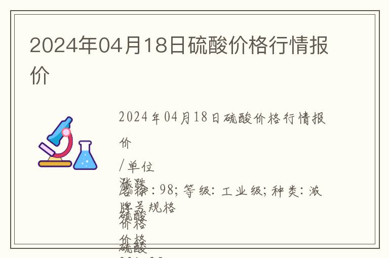 2024年04月18日硫酸價格行情報價