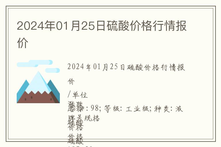 2024年01月25日硫酸價格行情報價