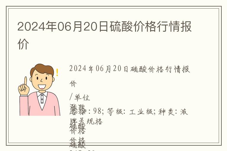 2024年06月20日硫酸價格行情報價