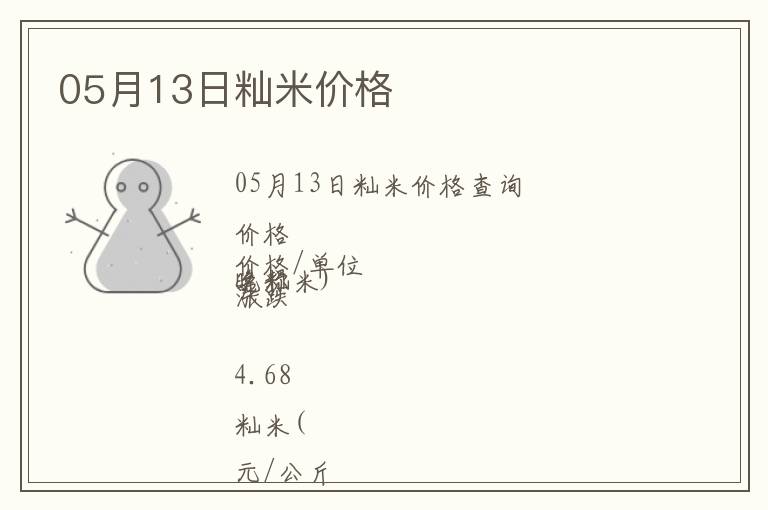 05月13日秈米價(jià)格