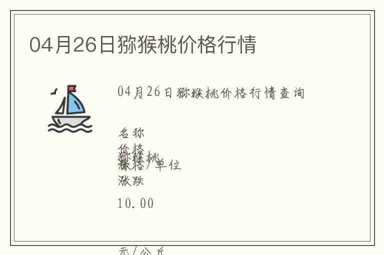 04月26日獼猴桃價格行情