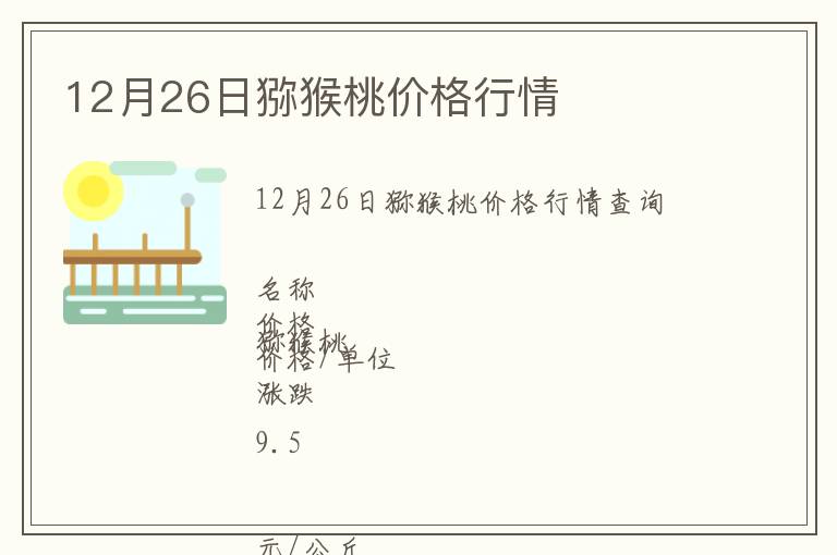 12月26日獼猴桃價格行情