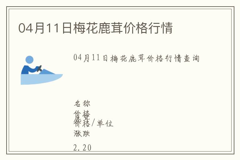 04月11日梅花鹿茸價格行情