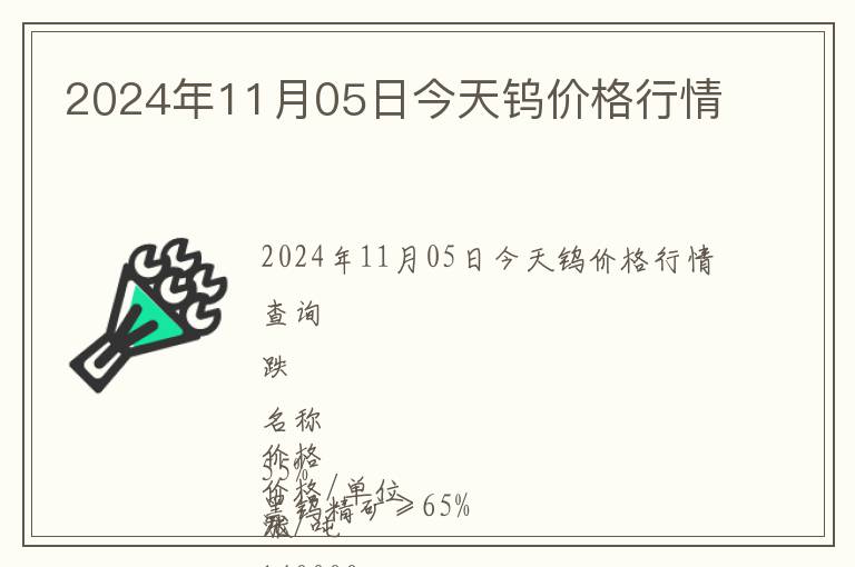 2024年11月05日今天鎢價格行情