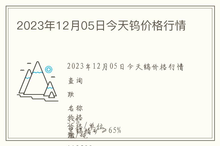 2023年12月05日今天鎢價格行情