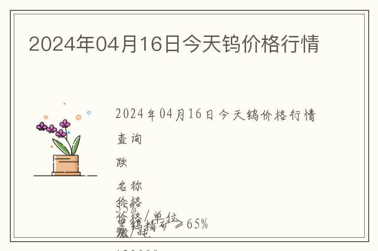 2024年04月16日今天鎢價(jià)格行情