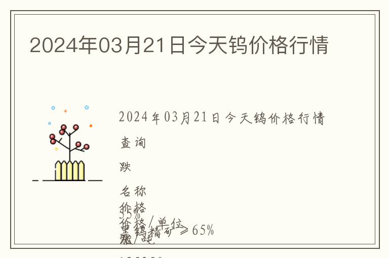 2024年03月21日今天鎢價格行情