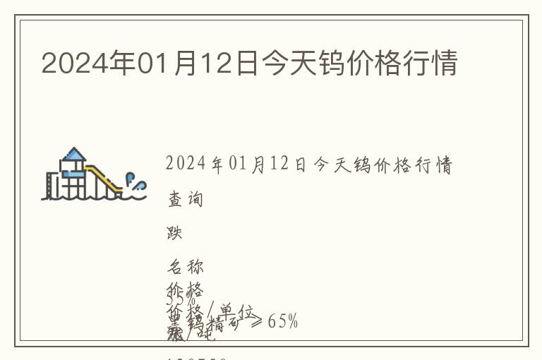 2024年01月12日今天鎢價(jià)格行情