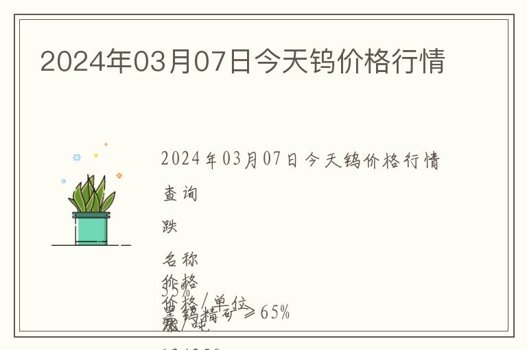 2024年03月07日今天鎢價(jià)格行情