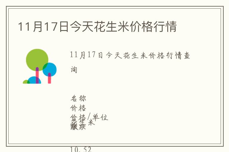 11月17日今天花生米價格行情