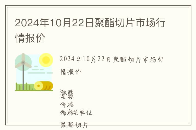 2024年10月22日聚酯切片市場(chǎng)行情報(bào)價(jià)