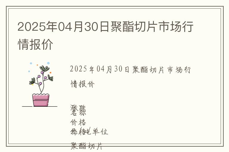 2025年04月30日聚酯切片市場行情報價