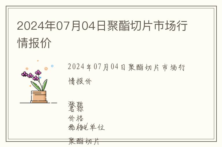 2024年07月04日聚酯切片市場行情報(bào)價(jià)