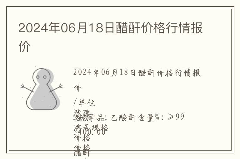 2024年06月18日醋酐價格行情報價