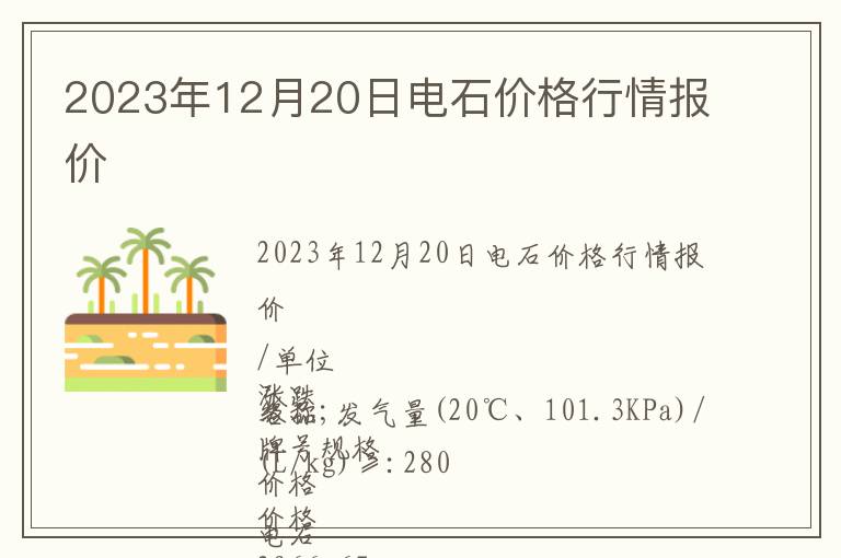 2023年12月20日電石價格行情報價