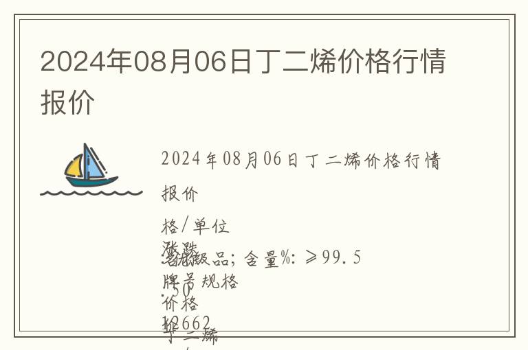 2024年08月06日丁二烯價格行情報價