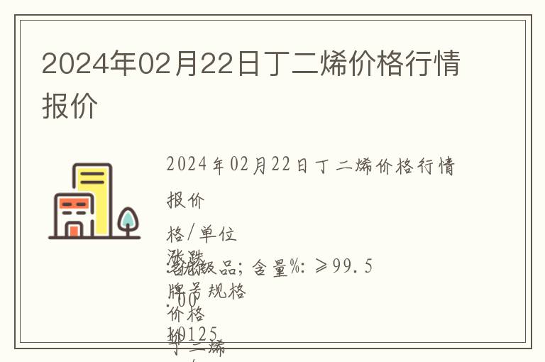 2024年02月22日丁二烯價格行情報價