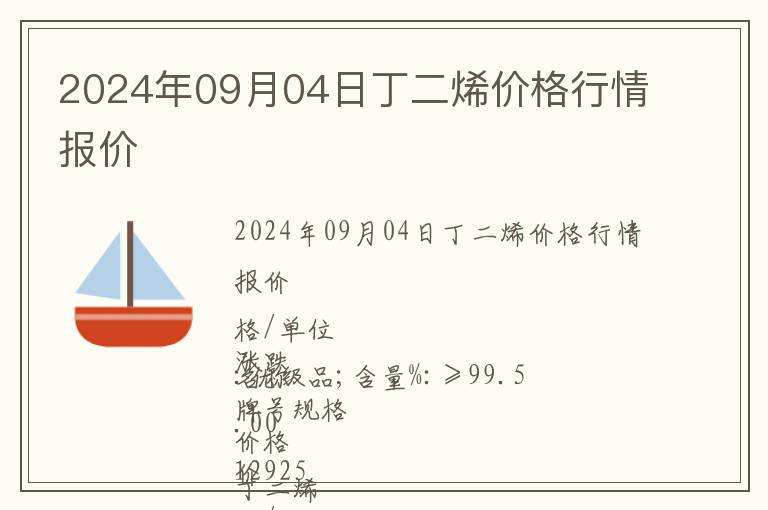 2024年09月04日丁二烯價格行情報價