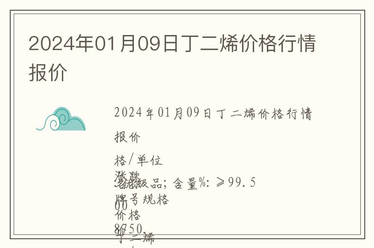 2024年01月09日丁二烯價格行情報價