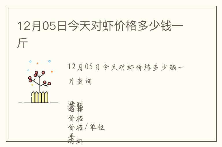 12月05日今天對蝦價格多少錢一斤