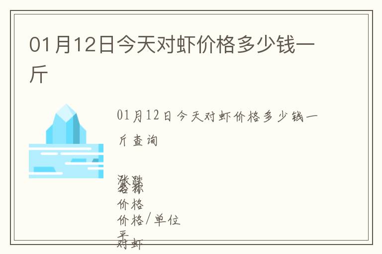 01月12日今天對蝦價格多少錢一斤
