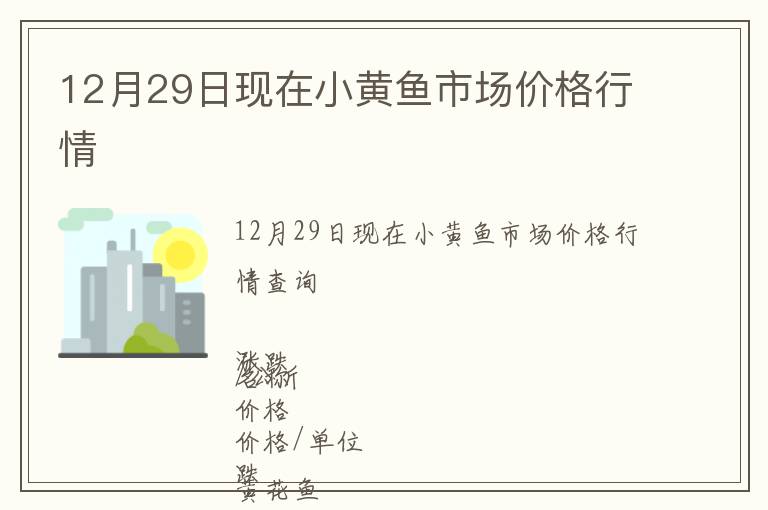 12月29日現在小黃魚市場價格行情