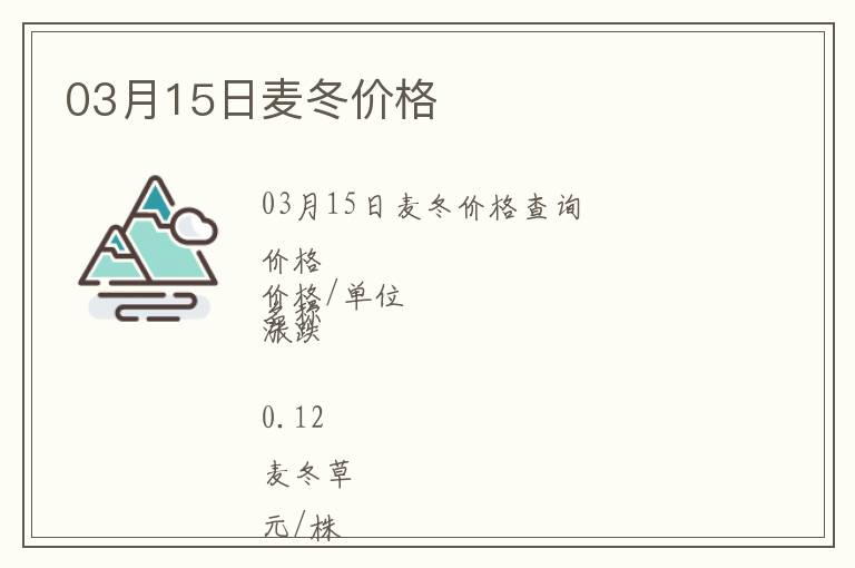 03月15日麥冬價格