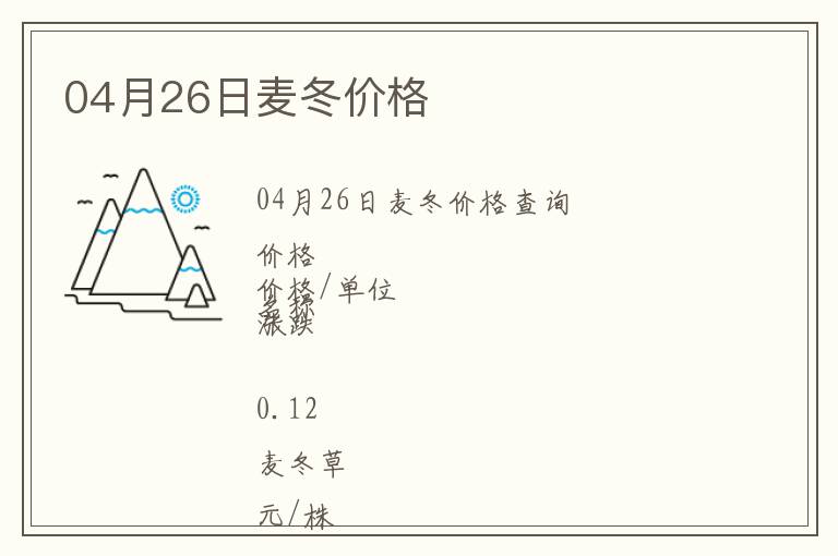 04月26日麥冬價(jià)格