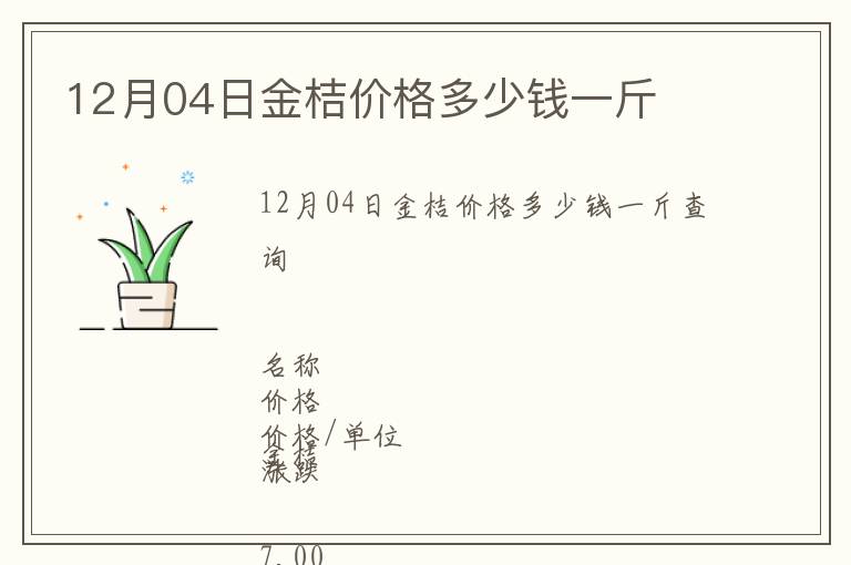 12月04日金桔價(jià)格多少錢(qián)一斤