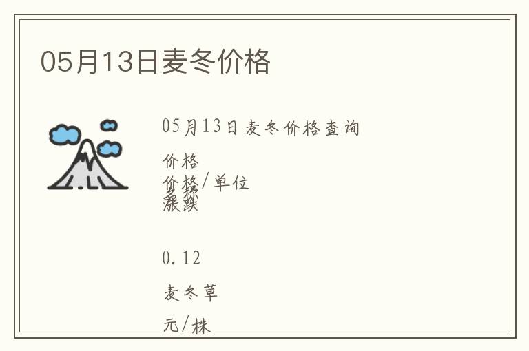 05月13日麥冬價格