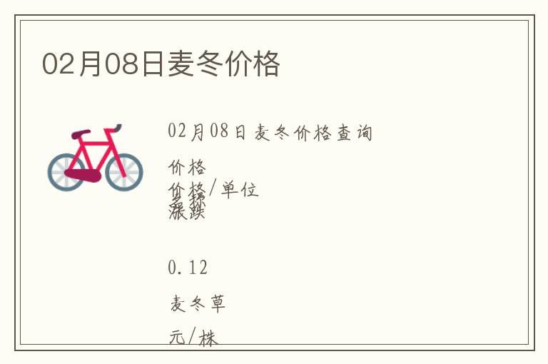 02月08日麥冬價(jià)格