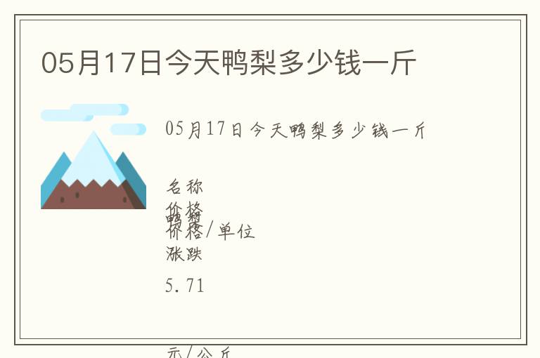 05月17日今天鴨梨多少錢(qián)一斤