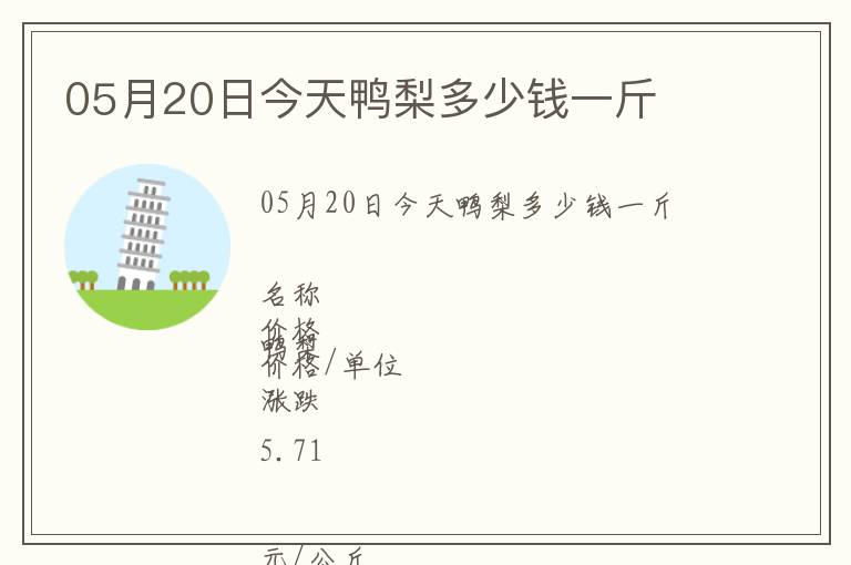 05月20日今天鴨梨多少錢一斤