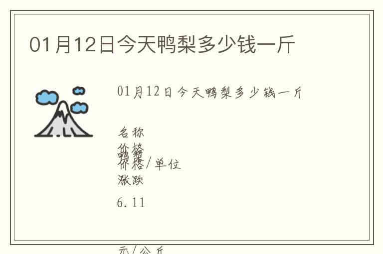 01月12日今天鴨梨多少錢一斤