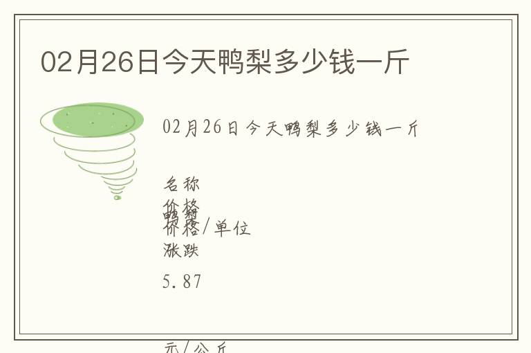 02月26日今天鴨梨多少錢(qián)一斤