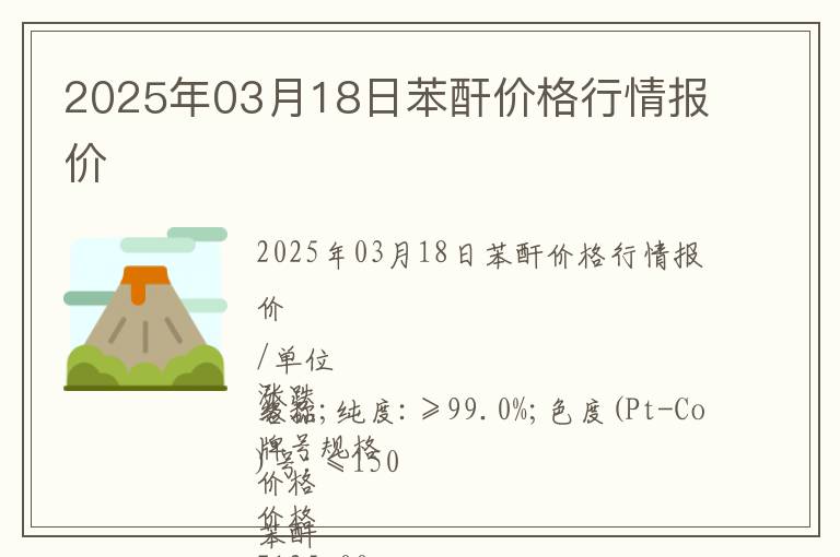 2025年03月18日苯酐價格行情報價