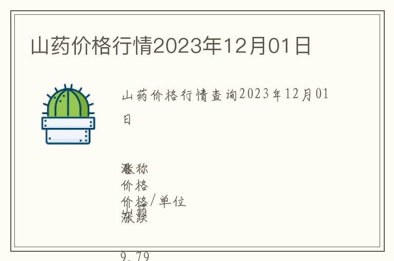 山藥價(jià)格行情2023年12月01日